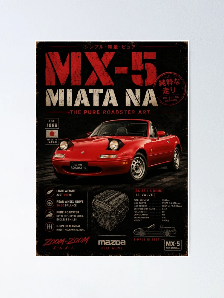 1990 Mazda MX-5 Miata NA Original Roadster Pop-Up Headlights JDM