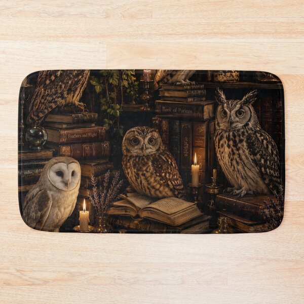 Item preview, Mystical Owls Books Candlelight Library Fantasy Artwork designed and sold by ArtComixHaven.