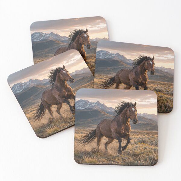 Item preview, Wild Horse Running Through Mountain Landscape – Western Horse Art designed and sold by  QuarterHorseArt by Just my Studio.
