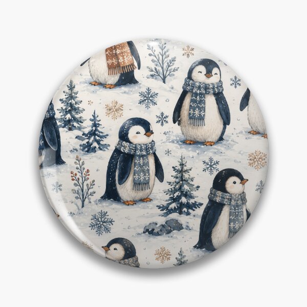 Item preview, Cute Winter Penguins Scarf Pattern Artwork designed and sold by ArtComixHaven.