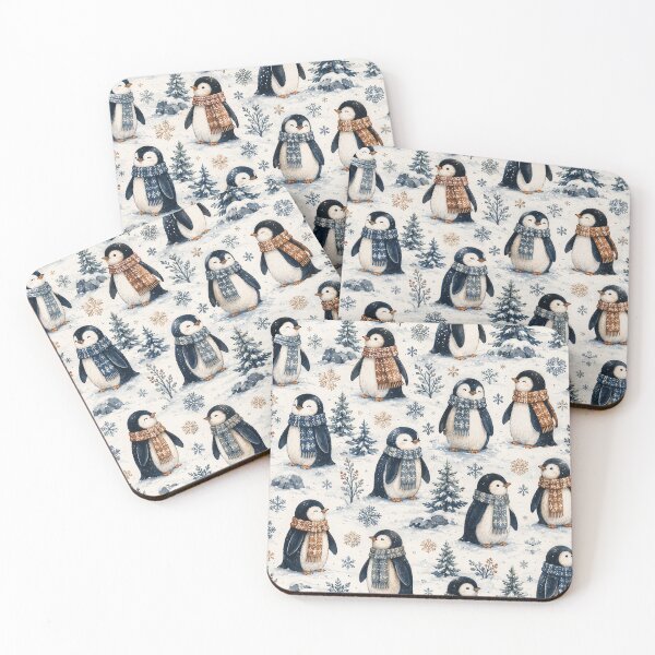 Item preview, Cute Winter Penguins Scarf Pattern Artwork designed and sold by ArtComixHaven.