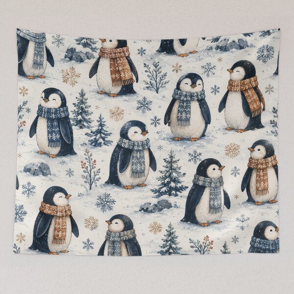 Item preview, Cute Winter Penguins Scarf Pattern Artwork designed and sold by ArtComixHaven.