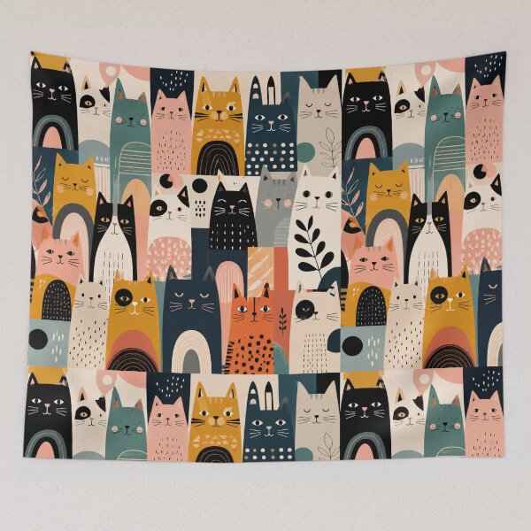 Item preview, Minimalist Cat Pattern | Cute Scandinavian Cat Art designed and sold by Aramdesing.