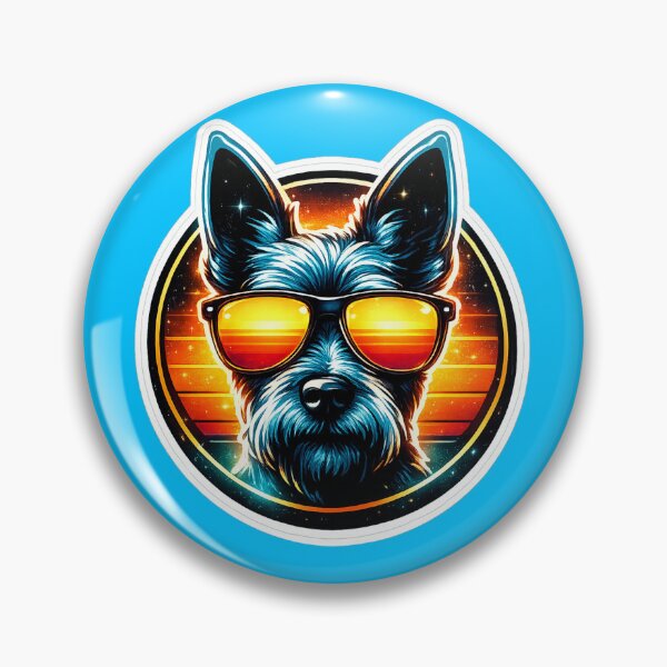 Item preview, Cool Schnauzer Retro Sunset Sticker | Neon Synthwave Dog With Sunglasses designed and sold by astersgraphics.