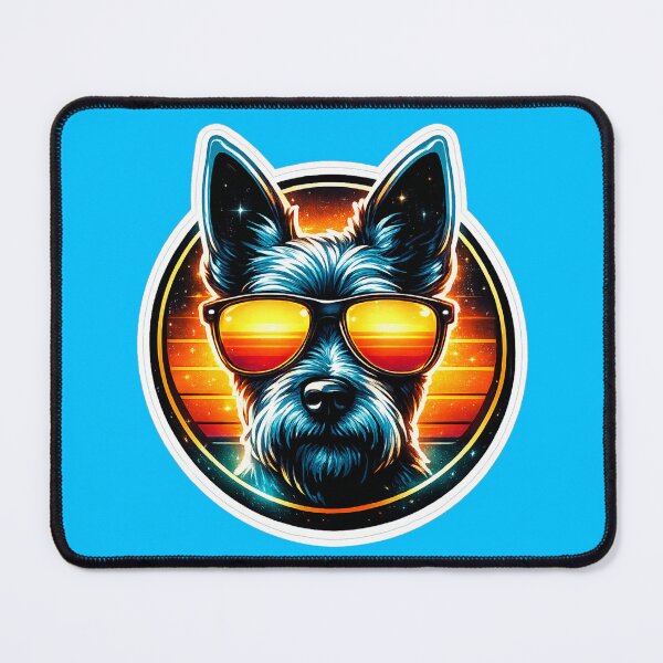 Item preview, Cool Schnauzer Retro Sunset Sticker | Neon Synthwave Dog With Sunglasses designed and sold by astersgraphics.