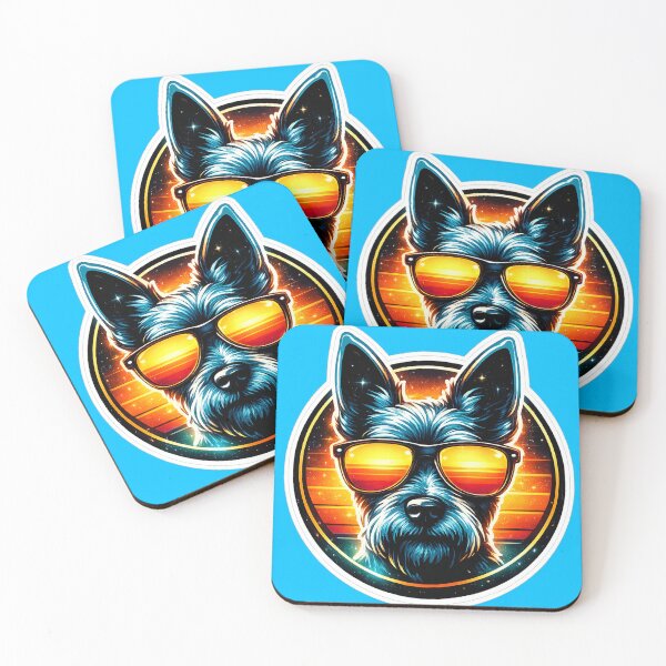 Item preview, Cool Schnauzer Retro Sunset Sticker | Neon Synthwave Dog With Sunglasses designed and sold by astersgraphics.