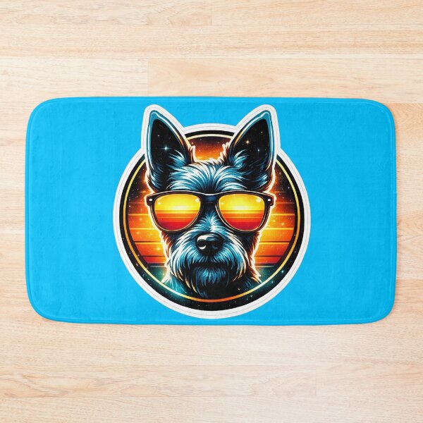 Item preview, Cool Schnauzer Retro Sunset Sticker | Neon Synthwave Dog With Sunglasses designed and sold by astersgraphics.