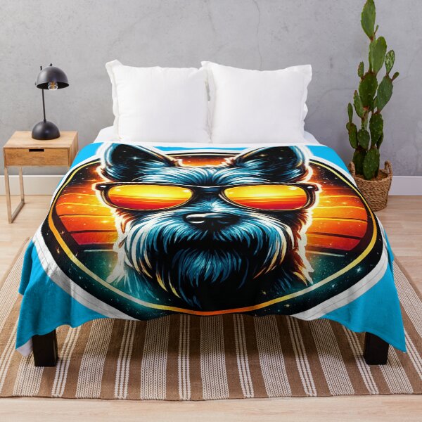 Item preview, Cool Schnauzer Retro Sunset Sticker | Neon Synthwave Dog With Sunglasses designed and sold by astersgraphics.