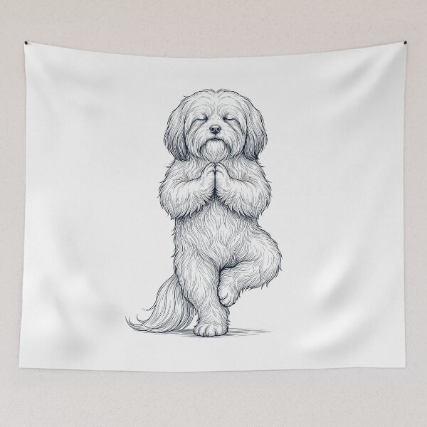 Item preview, Vintage Lhasa Apso Yoga Tree Pose Dog Mom Lover designed and sold by TerryConnells.