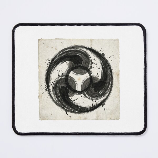 Item preview, Hidari Mitsudomoe Japanese Zen Ink Wash Art designed and sold by DuckOddity.