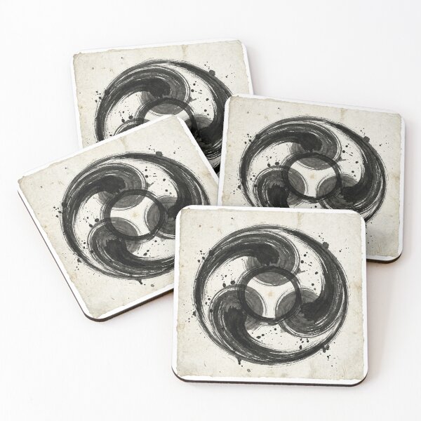 Item preview, Hidari Mitsudomoe Japanese Zen Ink Wash Art designed and sold by DuckOddity.