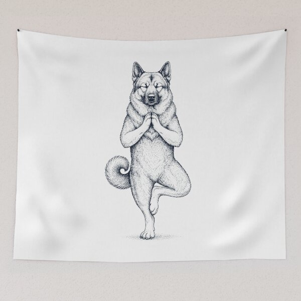 Item preview, Vintage Norwegian Elkhound Yoga Tree Pose Dog Mom Lover designed and sold by TerryConnells.
