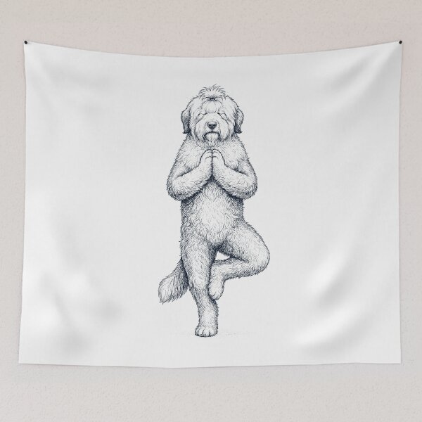 Item preview, Vintage Old English Sheepdog Yoga Tree Pose Dog Mom Lover designed and sold by TerryConnells.