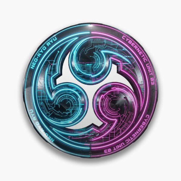 Item preview, Cyberpunk Mitsudomoe Neon Digital Crest designed and sold by DuckOddity.