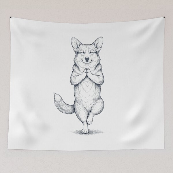Item preview, Vintage Pembroke Welsh Corgi Yoga Tree Pose Dog Mom Lover designed and sold by TerryConnells.