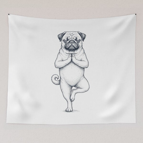 Item preview, Vintage Pug Yoga Tree Pose Dog Mom Lover designed and sold by TerryConnells.