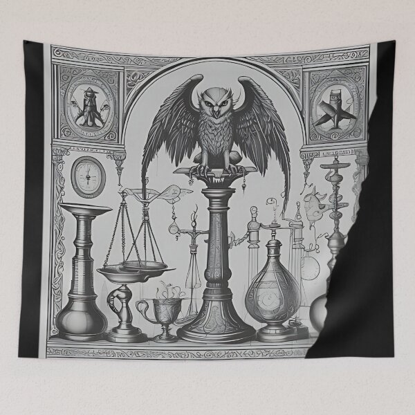 Item preview, Gothic Alchemist Laboratory Patch, Dark Academia Owl and Alchemy Art designed and sold by DarkOriginArts.