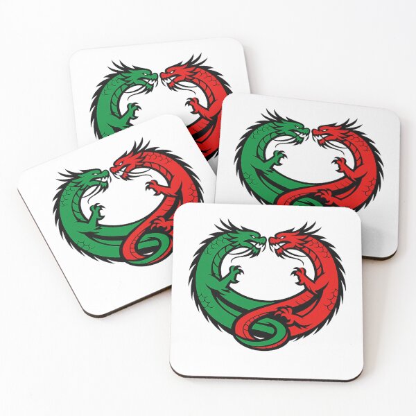 Item preview, Dual Chinese Dragons Circle – Red & Green Yin Yang Vector Art designed and sold by MarekoraStudio.