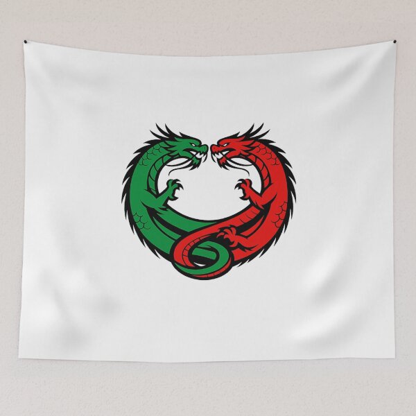 Item preview, Dual Chinese Dragons Circle – Red & Green Yin Yang Vector Art designed and sold by MarekoraStudio.