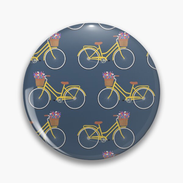Item preview, Yellow bicycle with flower basket on blue designed and sold by Jennifer Ladd.