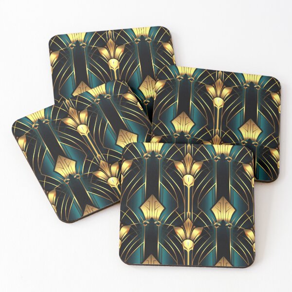 Item preview, Luxurious Art Deco Green-Blue And Golden Pattern designed and sold by DEC02.