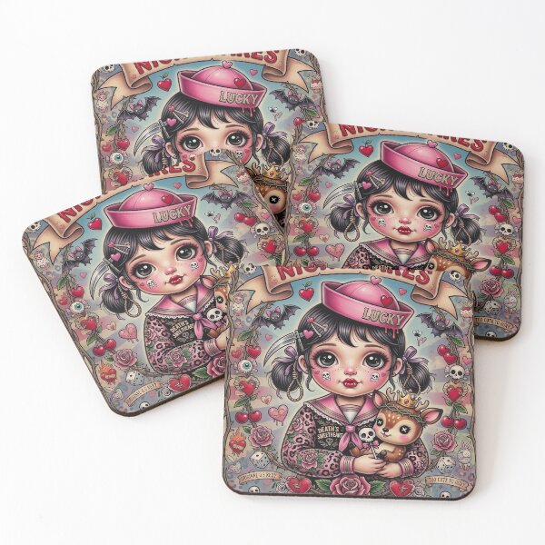 Item preview, Sweet little nightmares – Dark Kawaii Pin-Up | Tattoo Style Art designed and sold by Piagor.