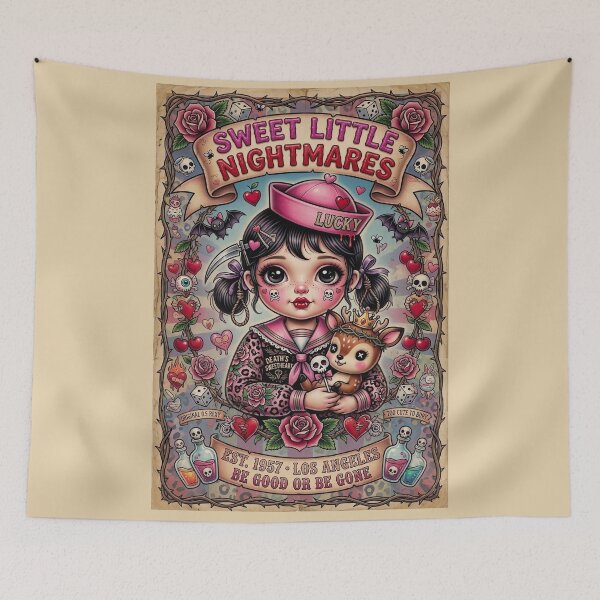 Item preview, Sweet little nightmares – Dark Kawaii Pin-Up | Tattoo Style Art designed and sold by Piagor.