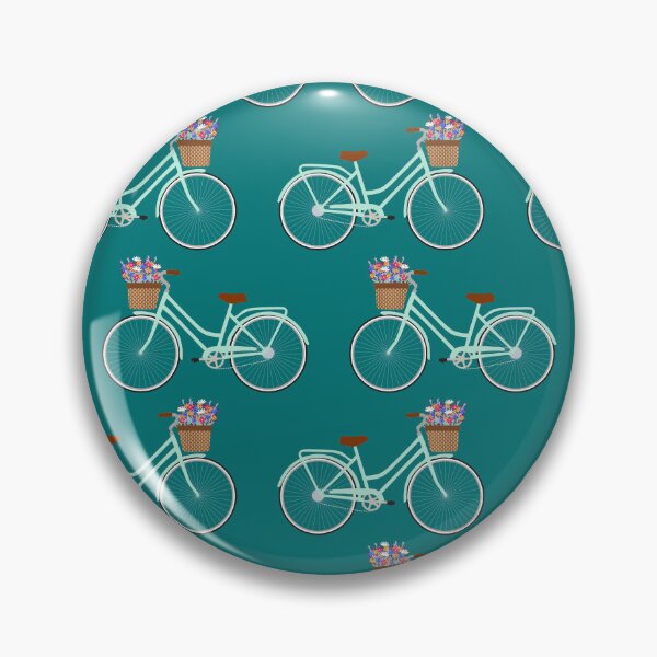 Item preview, Turquoise bicycle with flower basket on teal designed and sold by Jennifer Ladd.