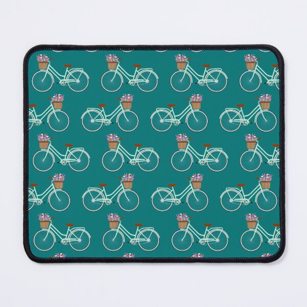 Item preview, Turquoise bicycle with flower basket on teal designed and sold by Jennifer Ladd.