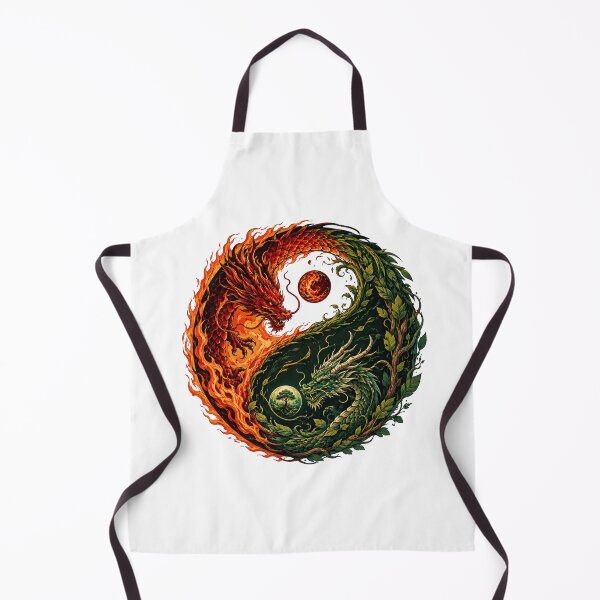 Item preview, Fire and Nature Yin Yang Dragons – Elemental Balance Fantasy Art designed and sold by MarekoraStudio.