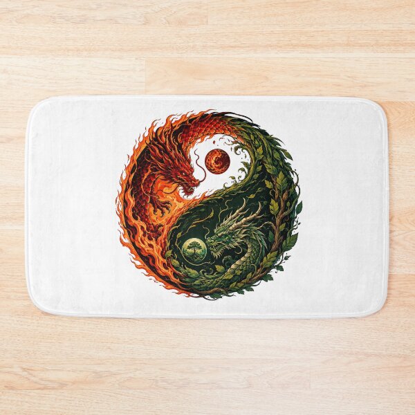 Item preview, Fire and Nature Yin Yang Dragons – Elemental Balance Fantasy Art designed and sold by MarekoraStudio.
