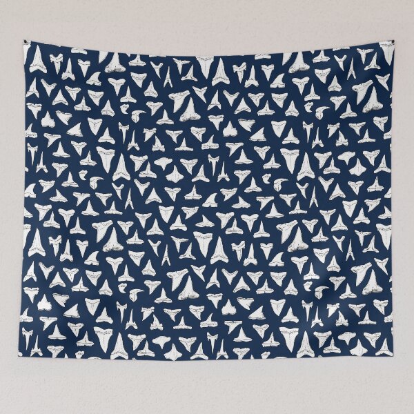 Item preview, SHARK TEETH poster x33-navy blue designed and sold by BEATRIZ ABAITUA.