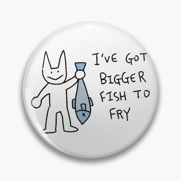 Item preview, Bigger Fish to Fry Cat Sticker – Funny Cat Pun Illustration, Minimal Doodle Art designed and sold by lazydayz16.