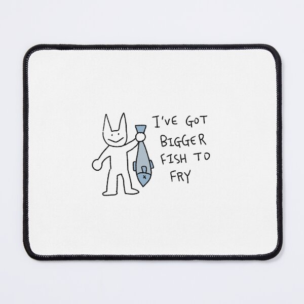 Item preview, Bigger Fish to Fry Cat Sticker – Funny Cat Pun Illustration, Minimal Doodle Art designed and sold by lazydayz16.
