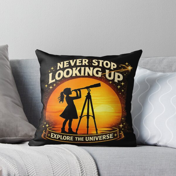 Item preview, Never Stop Looking Up Astronomy Telescope Sunset Shirt – Stargazer Gift for Astronomy Lovers designed and sold by MattyManiac.