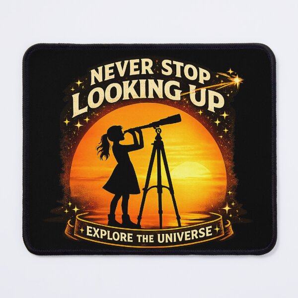 Item preview, Never Stop Looking Up Astronomy Telescope Sunset Shirt – Stargazer Gift for Astronomy Lovers designed and sold by MattyManiac.