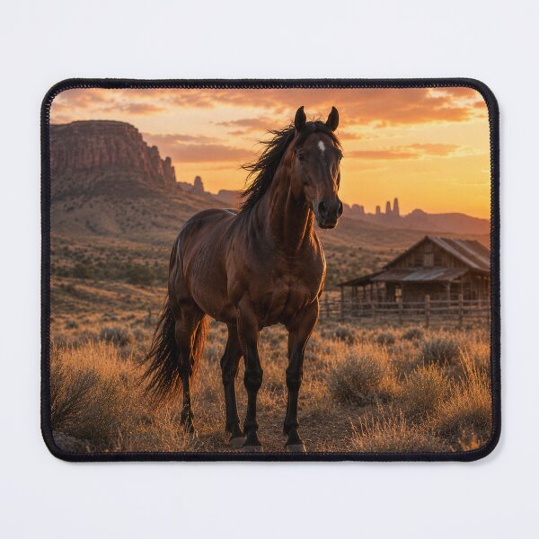 Item preview, Majestic Western Horse at Sunset – Rustic Ranch Country Artwork designed and sold by QuarterHorseArt by Just my Studio.