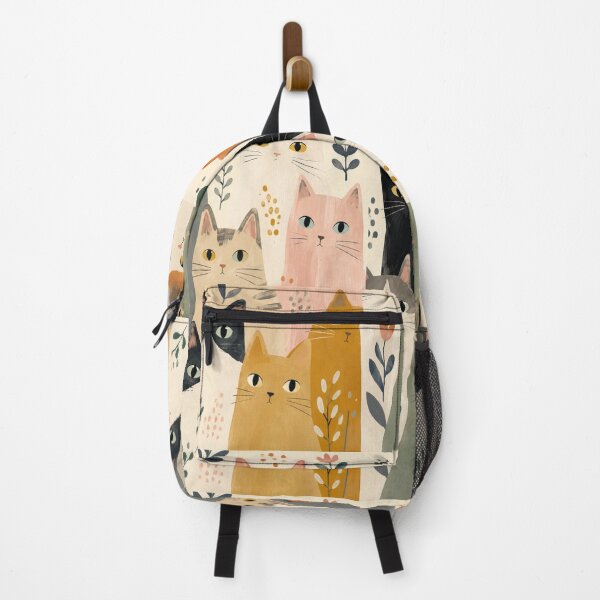 Item preview, Cute Minimalist Cat Pattern | Scandinavian Folk Art Cat Illustration | Seamless Redbubble Design designed and sold by Aramdesing.