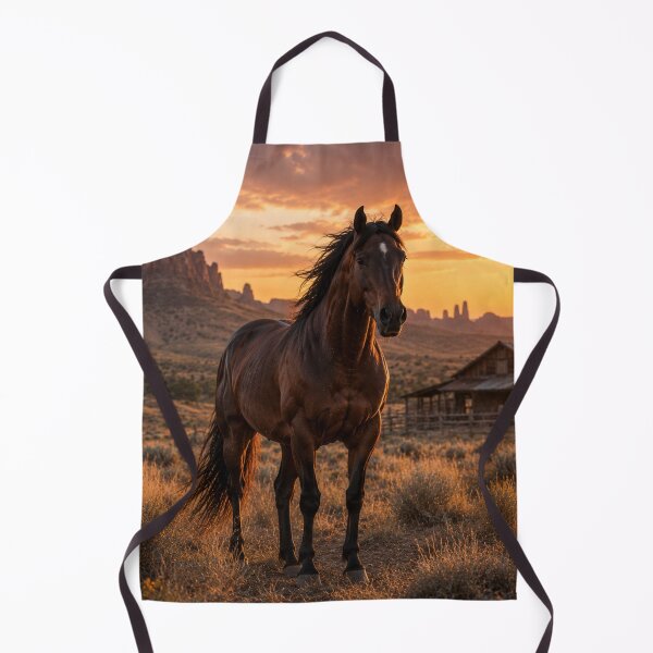 Item preview, Majestic Western Horse at Sunset – Rustic Ranch Country Artwork designed and sold by QuarterHorseArt by Just my Studio.