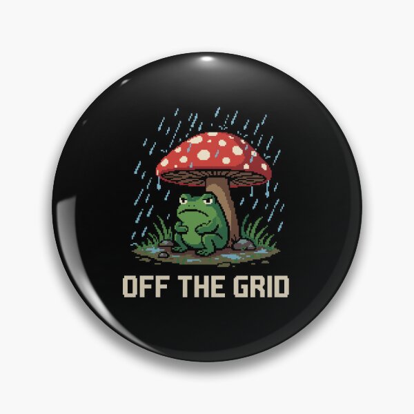 Item preview, Off The Grid - Grumpy Frog Under Mushroom Pixel Art designed and sold by artistastshirt.