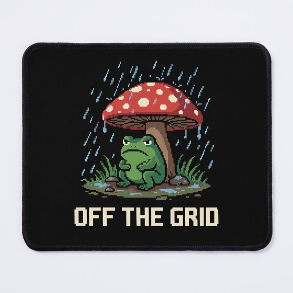 Item preview, Off The Grid - Grumpy Frog Under Mushroom Pixel Art designed and sold by artistastshirt.