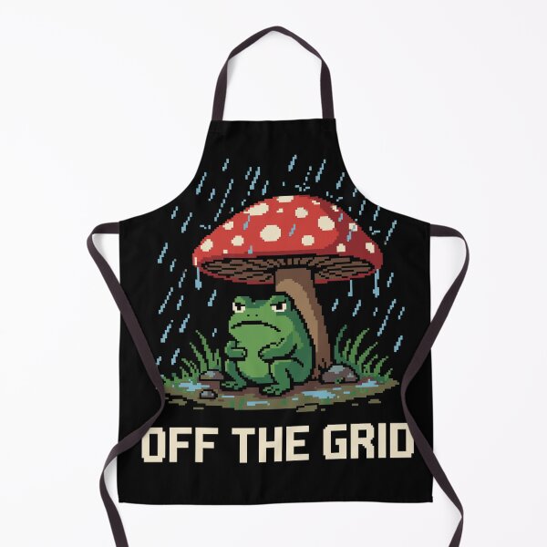 Item preview, Off The Grid - Grumpy Frog Under Mushroom Pixel Art designed and sold by artistastshirt.