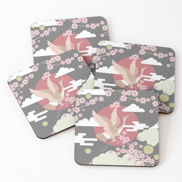 Item preview, Japanese Crane Birds Cherry Blossom Abstract designed and sold by K Design Store.