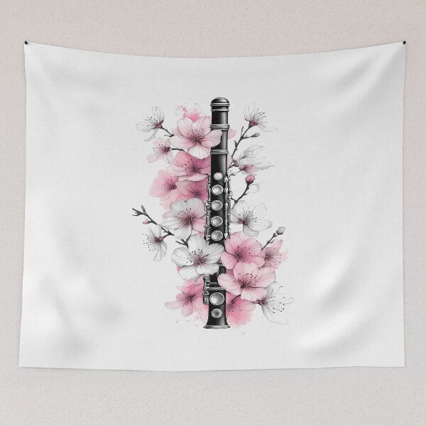 Item preview, Clarinet and Flowers - World Music Day and Botanical designed and sold by Art-Arcade6.