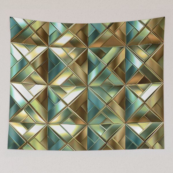 Item preview, Sea Green And Golden-Metallic-Like Colors Pattern designed and sold by DEC02.