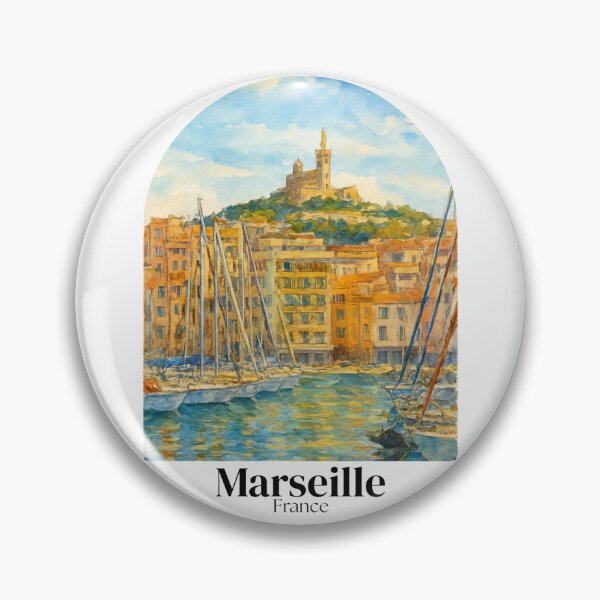 Item preview, Marseille, France - Painting of the view of the Old Port, Town Hall Square - Travel souvenir designed and sold by 26LN.