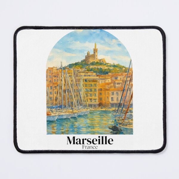 Item preview, Marseille, France - Painting of the view of the Old Port, Town Hall Square - Travel souvenir designed and sold by 26LN.
