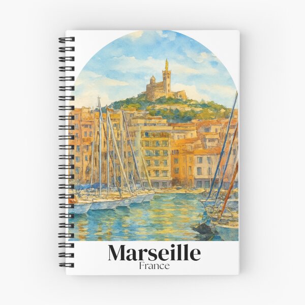 Item preview, Marseille, France - Painting of the view of the Old Port, Town Hall Square - Travel souvenir designed and sold by 26LN.
