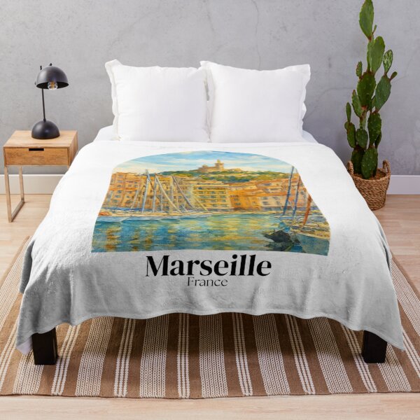Item preview, Marseille, France - Painting of the view of the Old Port, Town Hall Square - Travel souvenir designed and sold by 26LN.