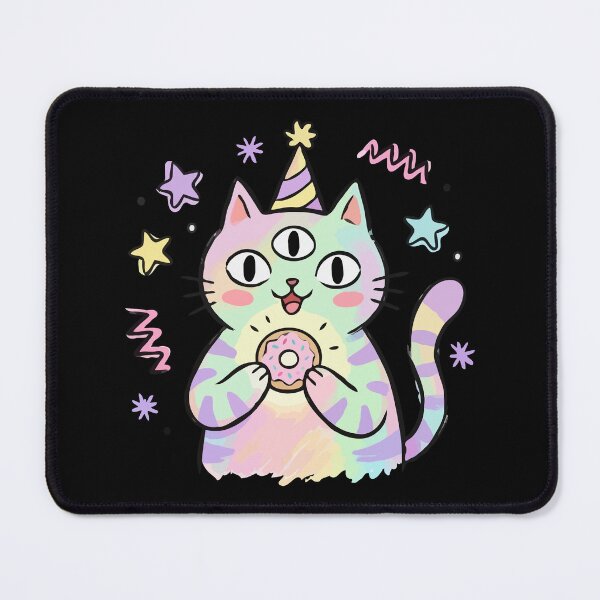 Item preview, Three Eyed Rainbow Party Kitten designed and sold by Emegan Print Art.